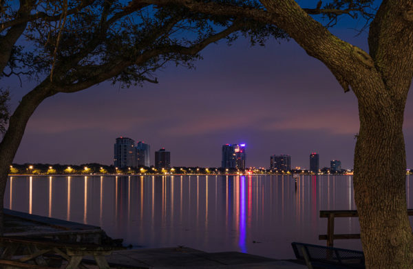 Dusk overlooking bay in Tampa